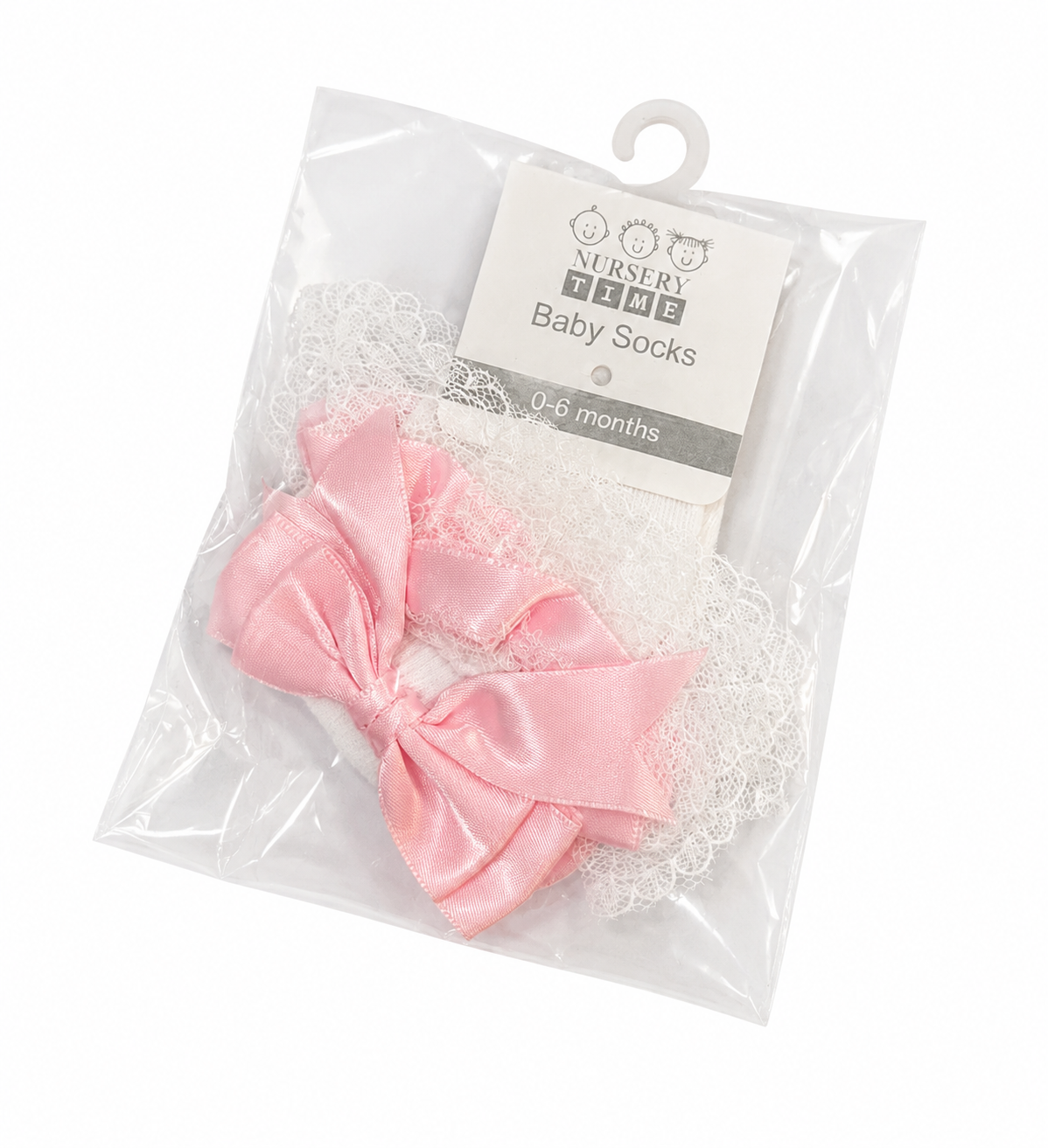 Pink bow lace baby socks