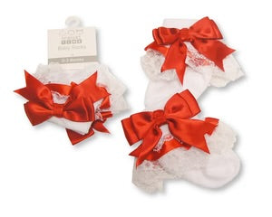Scarlet Bow Lace Baby Socks