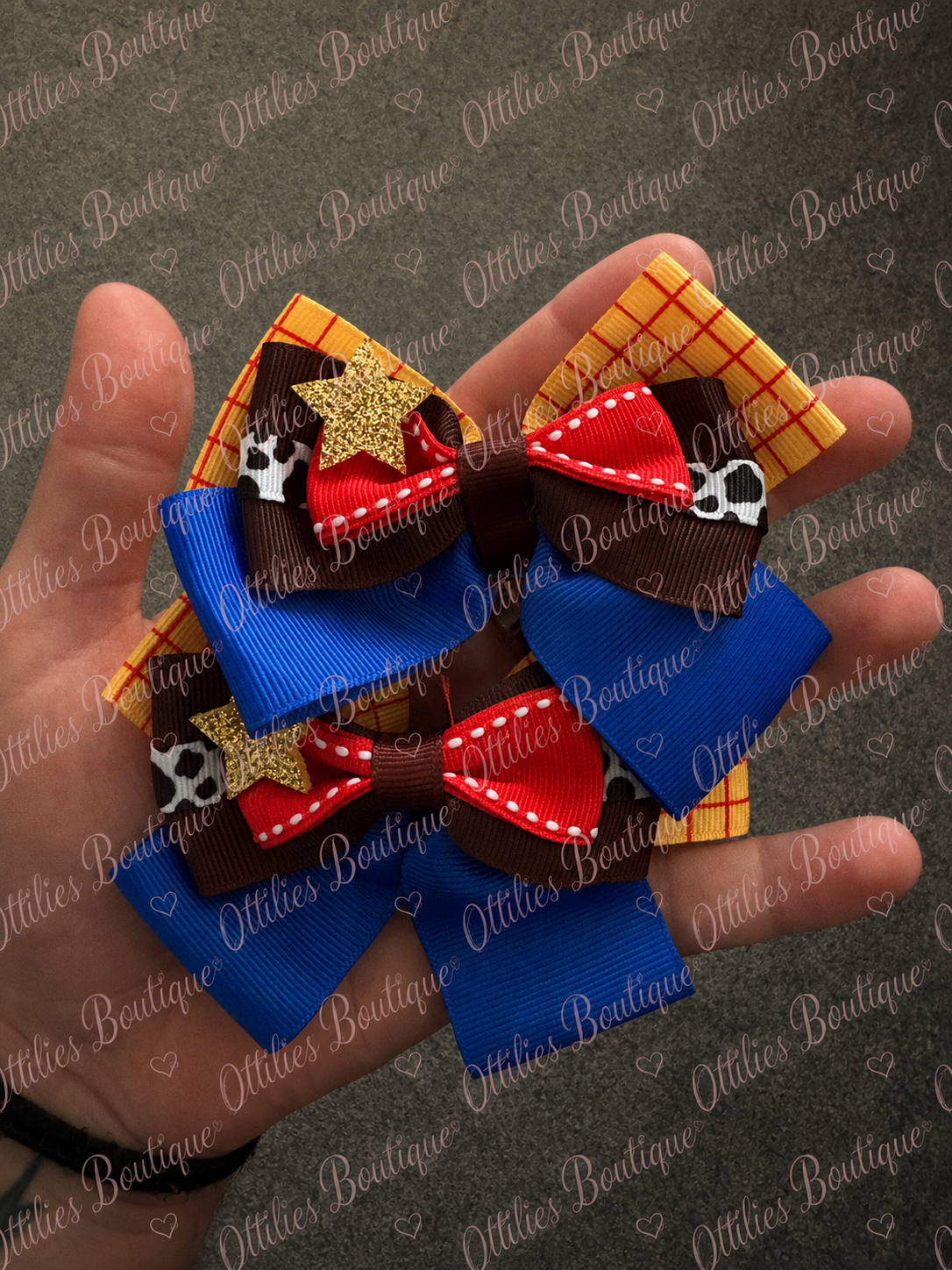 Woody 2PCS hair bow clips