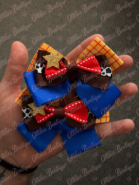 Woody 2PCS hair bow clips