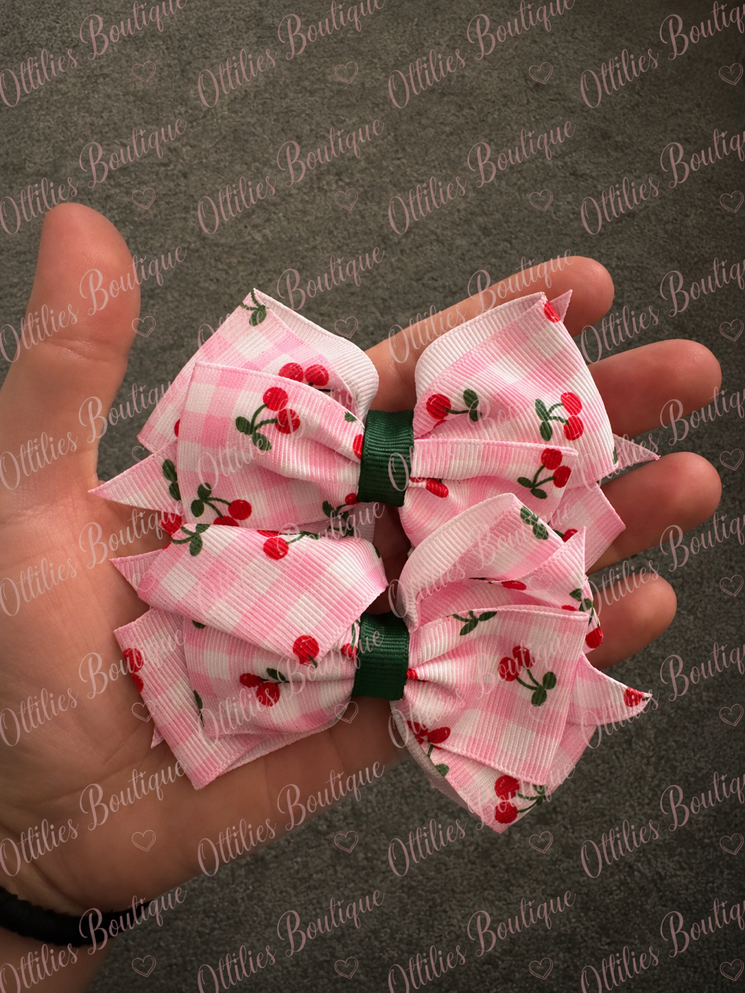 Cherries 2PCS hair bow clips