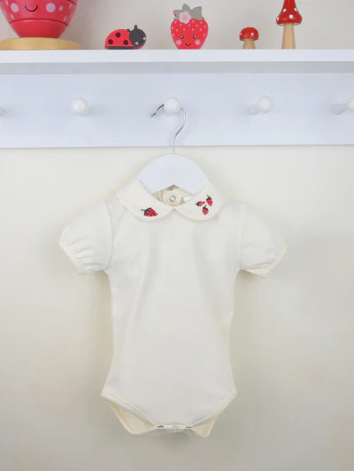 Strawberry Embroidered Collar Bodysuit
