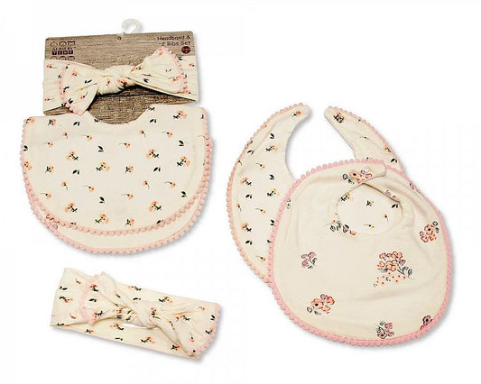 Baby Girl Bib & Headband Gift Set